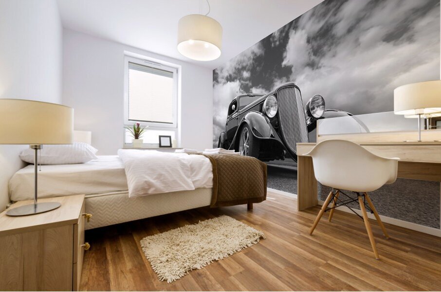 1934 Ford Coupe in Black and White Mural print