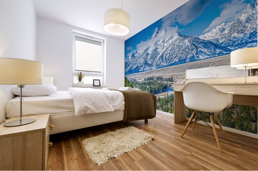 Snow covered Teton Mural print