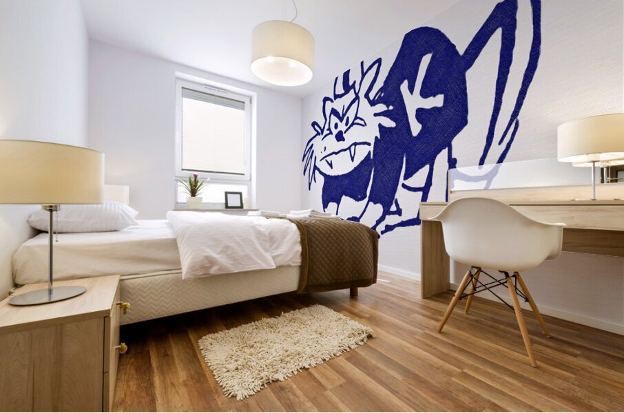 vintage kentucky wildcat football cartoon art  Mural print