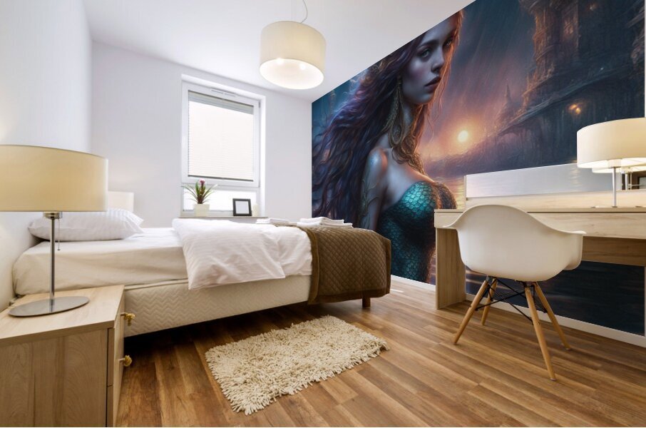 Mermaid By The Lake Mural print
