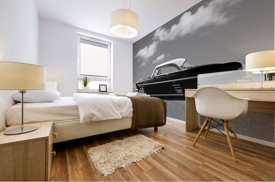 1954 Ford Mercury Monterey Black and White Mural print