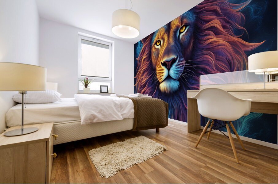 Lion Smoky Neon Mural print