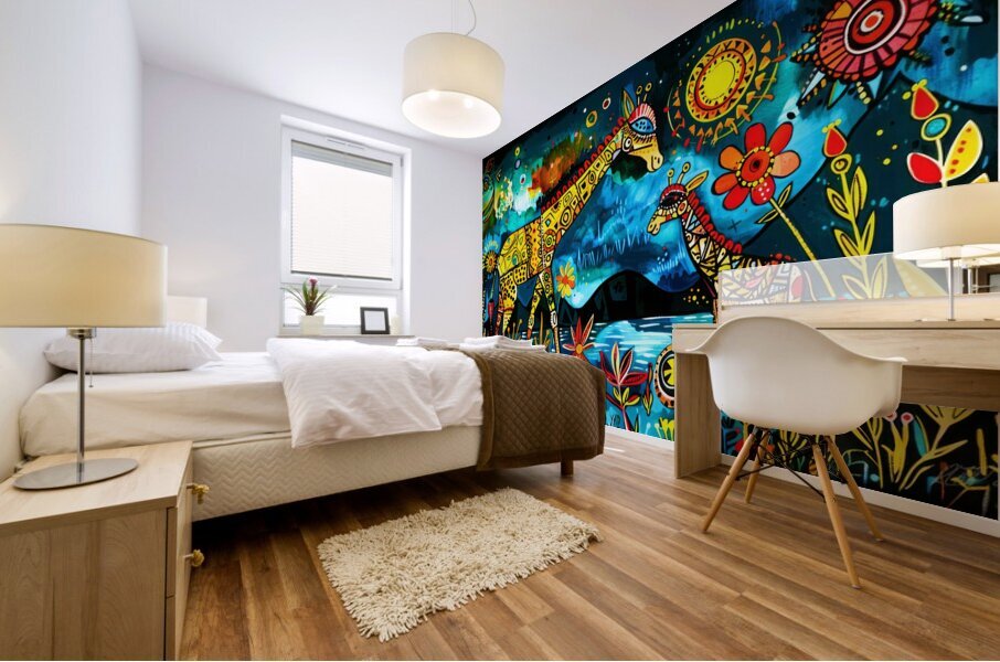 Serengeti Giraffe - Batik Bouquet Mural print
