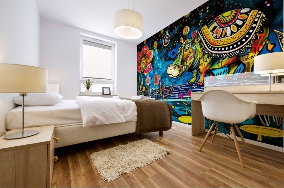 Serengeti Hippo 3 - Safari Hippo Mural print