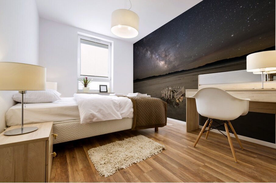 Lonely Grave Under the Milky Way Mural print