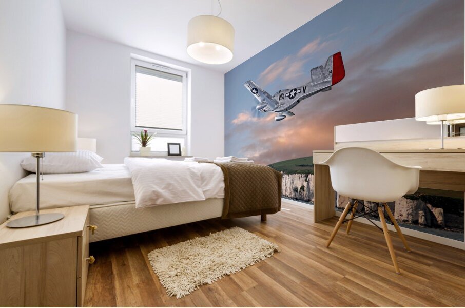 p-51 Over The White Cliffs Of Dover Mural print