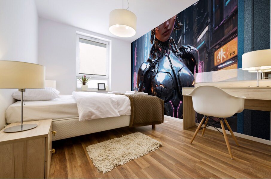 An Android Assassin Seeks Her Prey Mesmerizing AI Concept Art by Xzendor7 Mural print