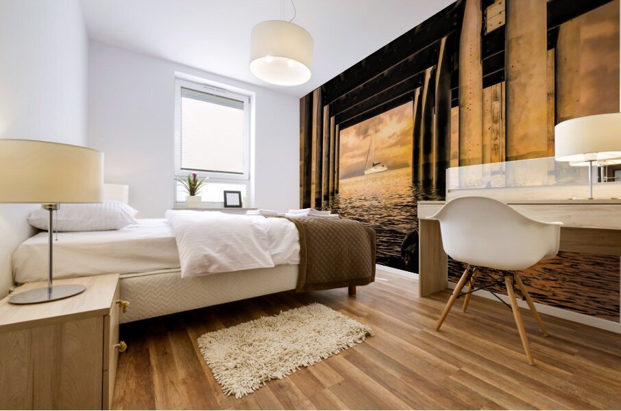 Lake Tahoe Under the Dock Sailboat Mural print