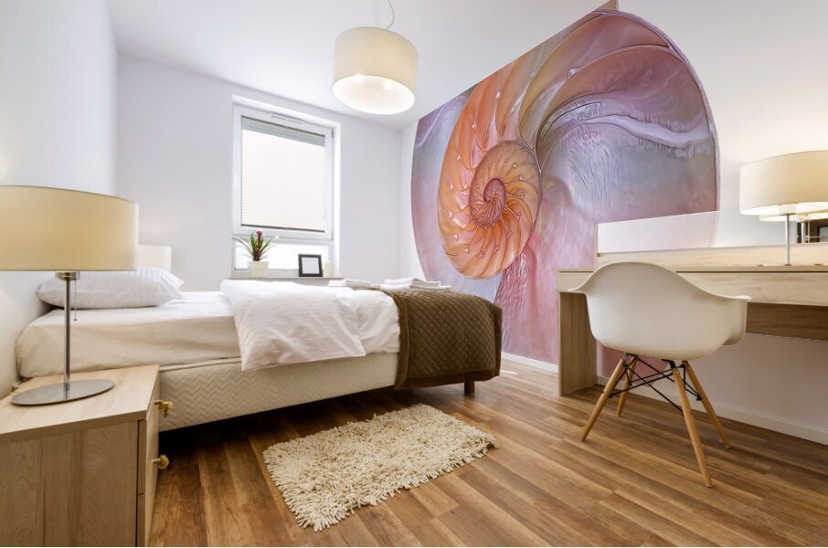 Pink Nautilus Pair On White Mural print