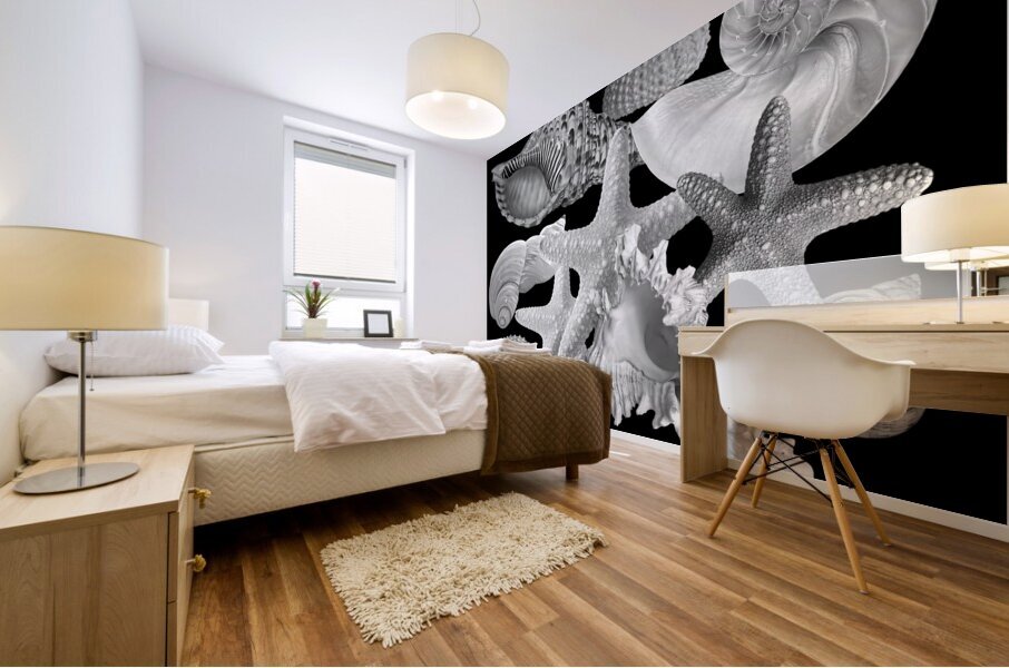 Treasures of the Deep in Black and White Mural print