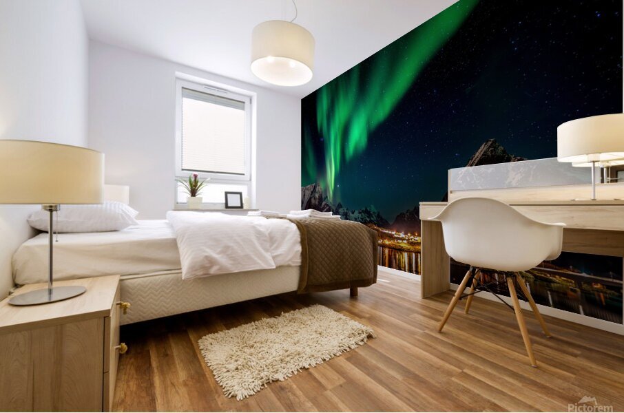 Northern Lights over Reine 2 Mural print