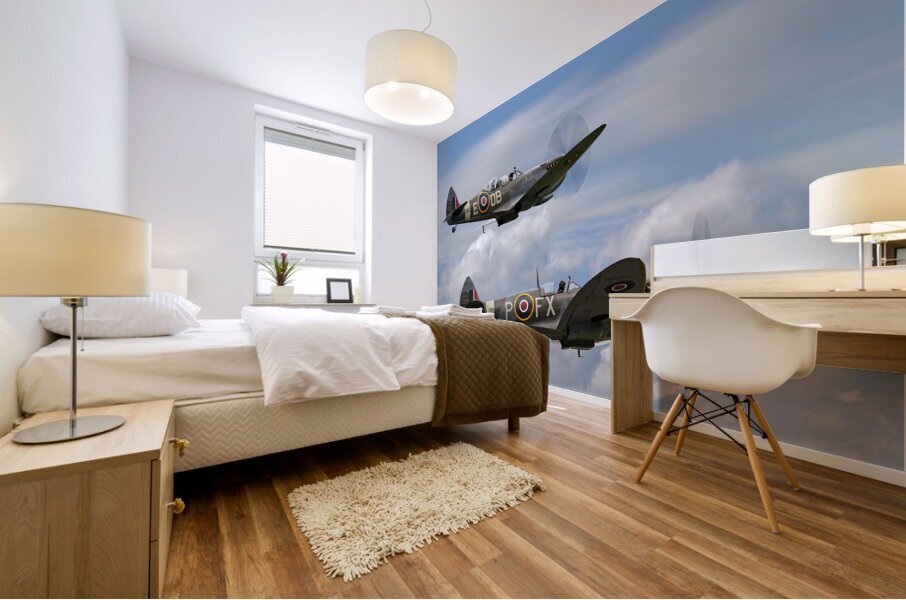 Spitfires Above the Clouds Mural print