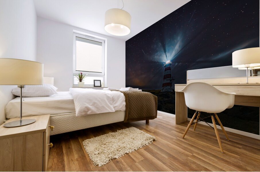 Brier Island Lighthouse Meteors Mural print