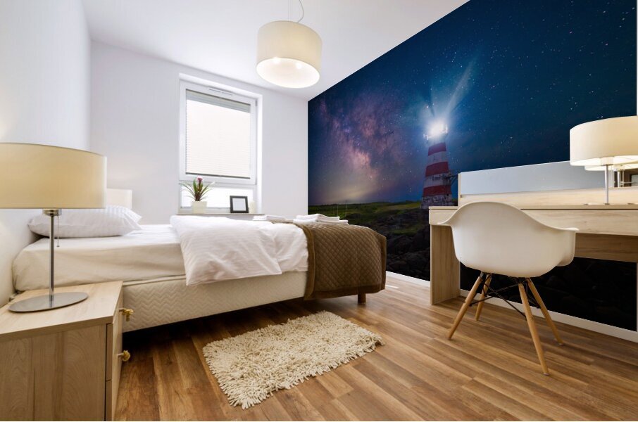 Milky Way over Brier Island Light Mural print