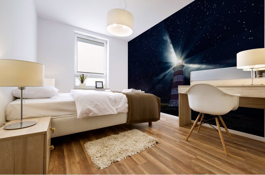 Starry Night at Brier Island Light Mural print