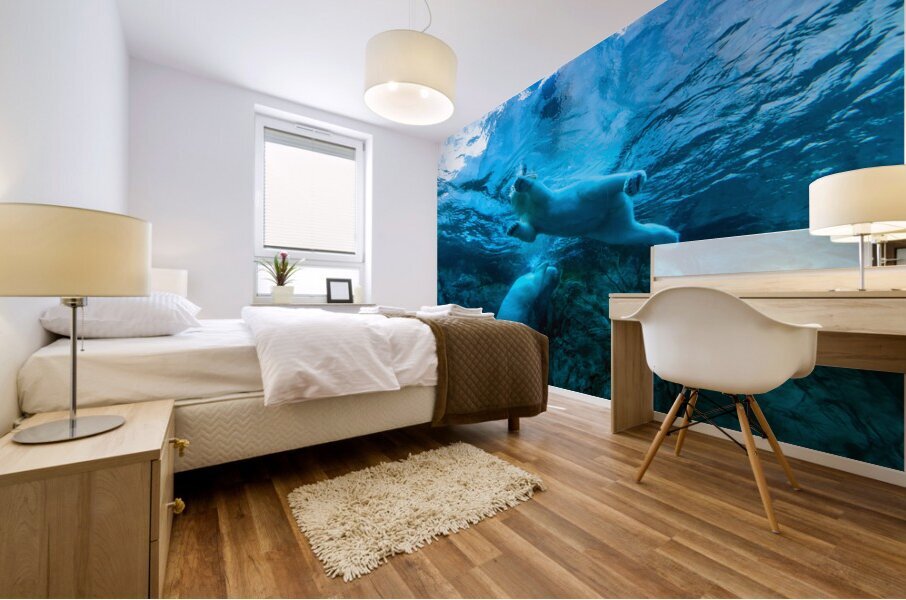 Bears Underwater Mural print