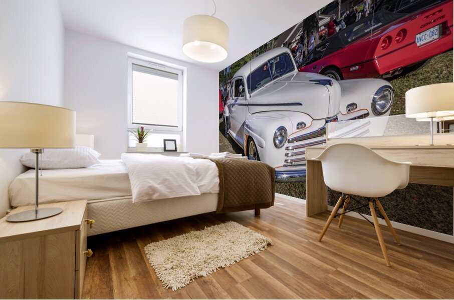 1946 White Ford Super Deluxe Coupe X1 12 Mural print