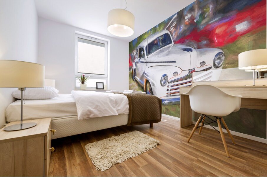 1946 White Ford Super Deluxe Coupe X1 14 Mural print