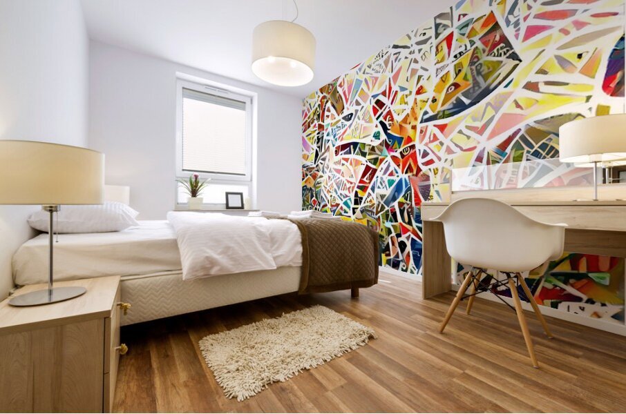 block cut stick men Mural print