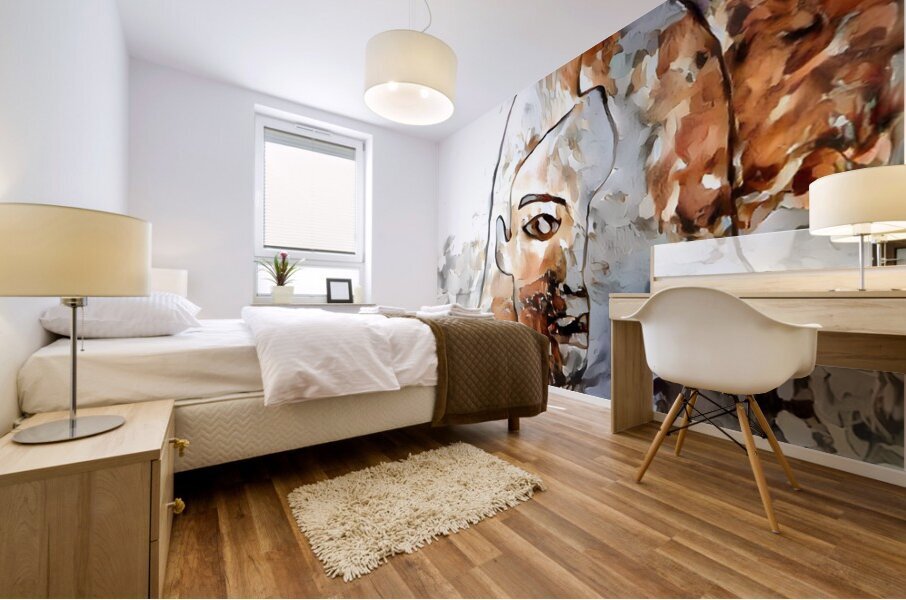 brushstroke portrait Mural print