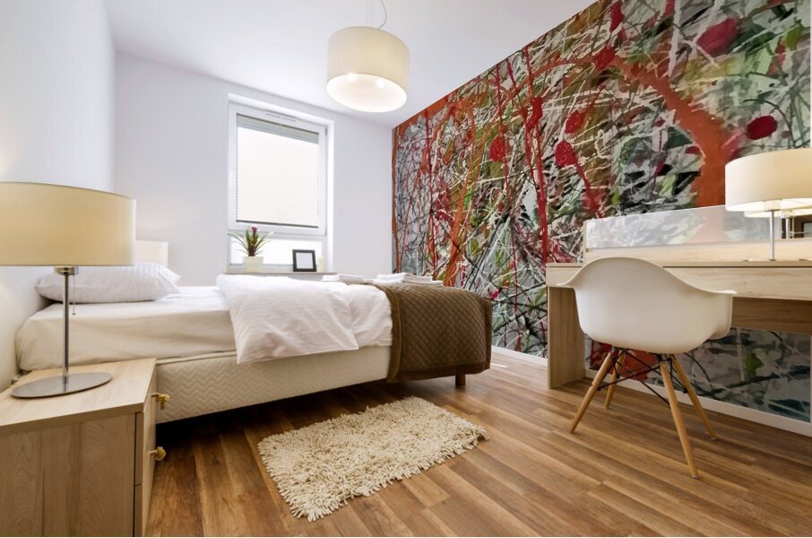 orange circles Mural print