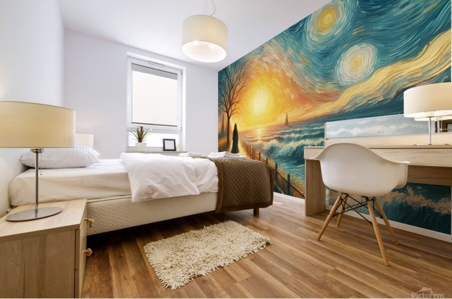 A girl standing on the ocean - photo by Art Digital Mural print