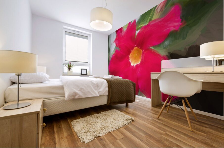 Red Mandevilla Flower Vine X 2 Mural print