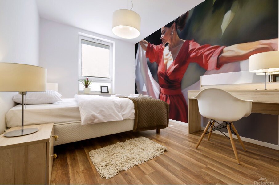 Girl In Red Dress Mural print