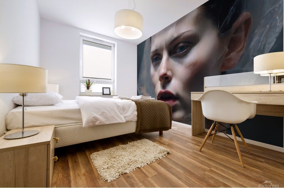 Realism Portrait Painting Of A Womans Face  Mural print