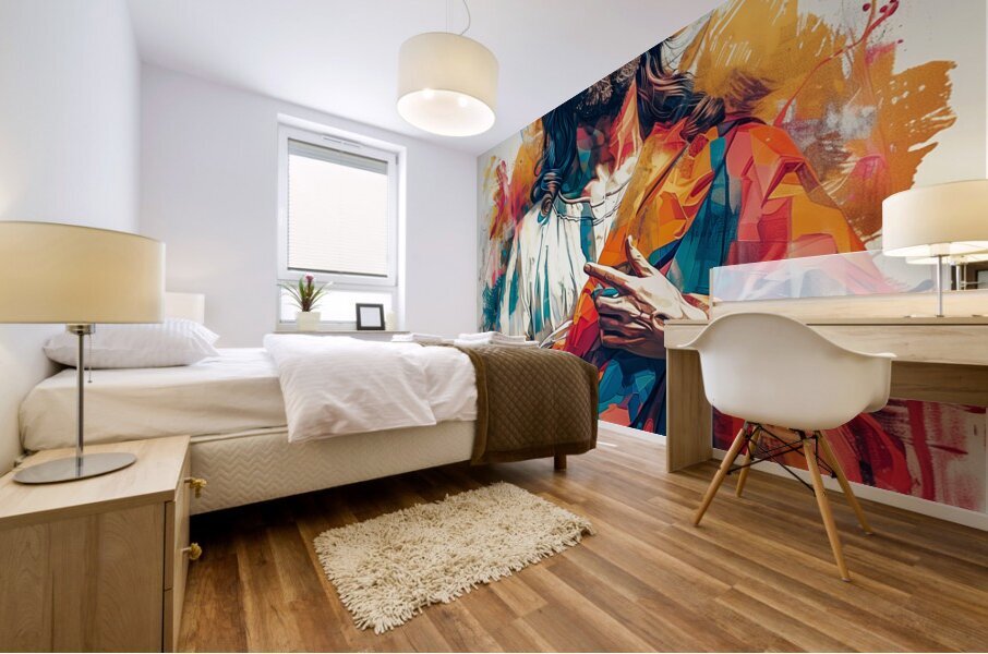 Abstract artistic representation of jesus christ Mural print
