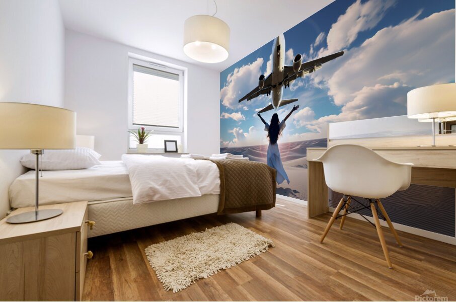 Under the clouds in realistic style Mural print