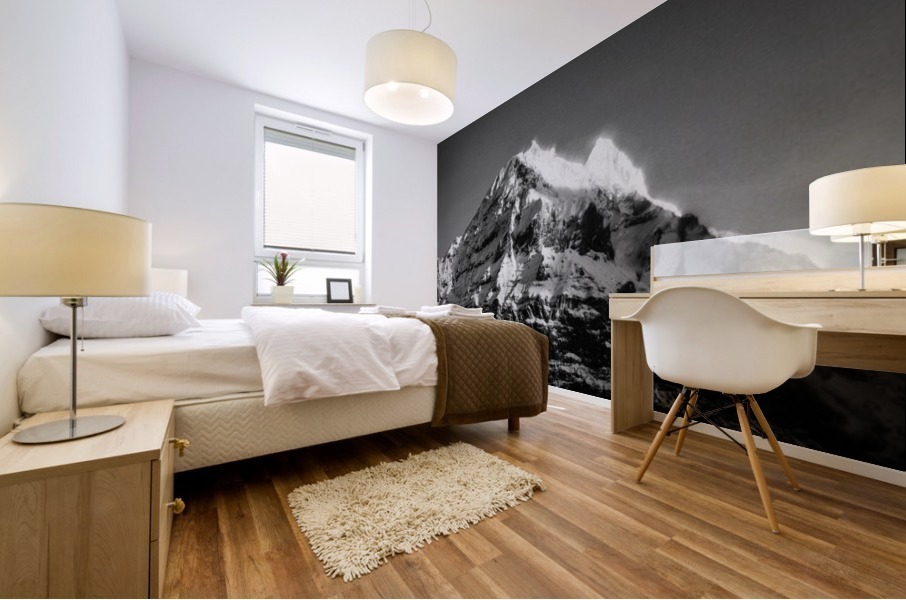 Swiss peak in black and white Mural print