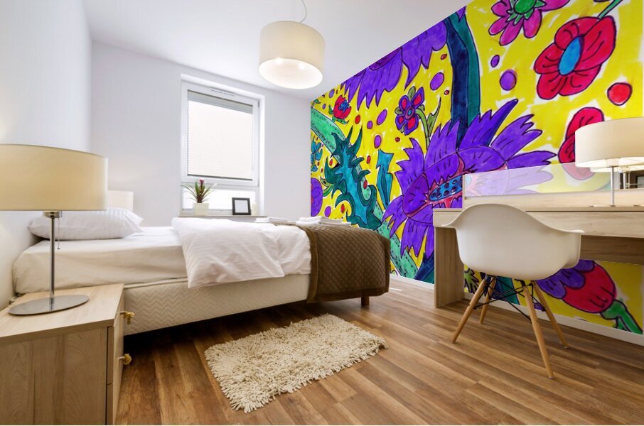 Abstract Purple Flowers Mural print