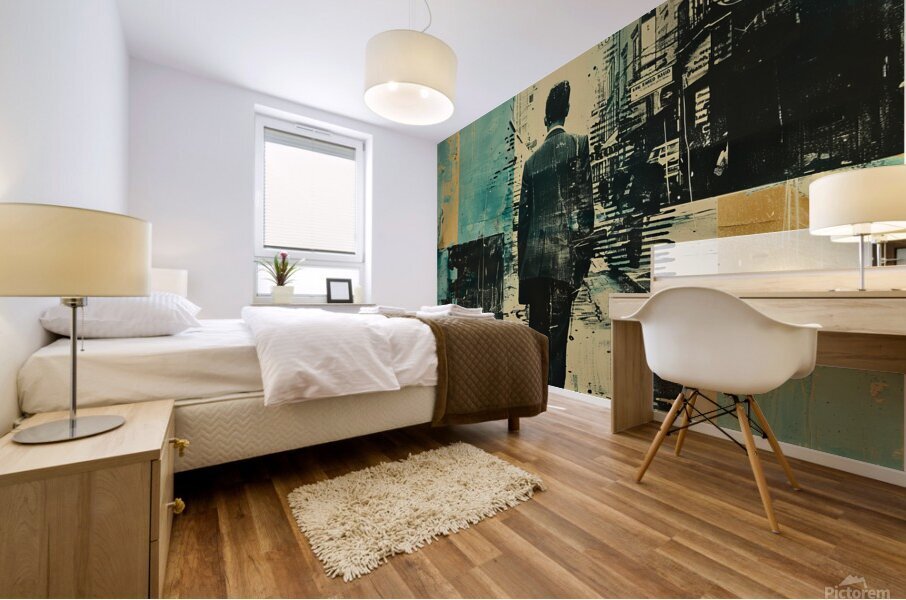 Watercolor painting with multi colored abstract backgrounds generative AI Mural print