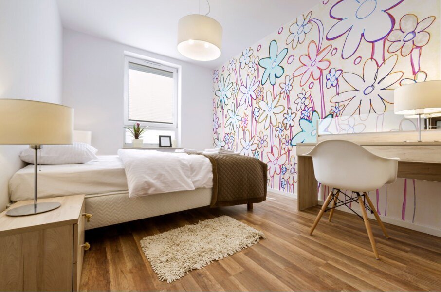 Abstract Pastel Floral Display Mural print