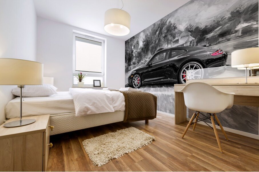 2017 Black Porsche 911 X 4 Mural print