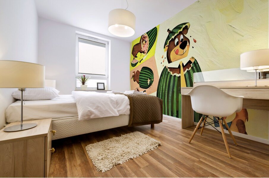 1962 Yogi Bear and Boo Bear Watermelon Art Mural print