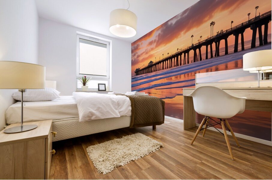 San Diego Pier Sunset   Square Mural print