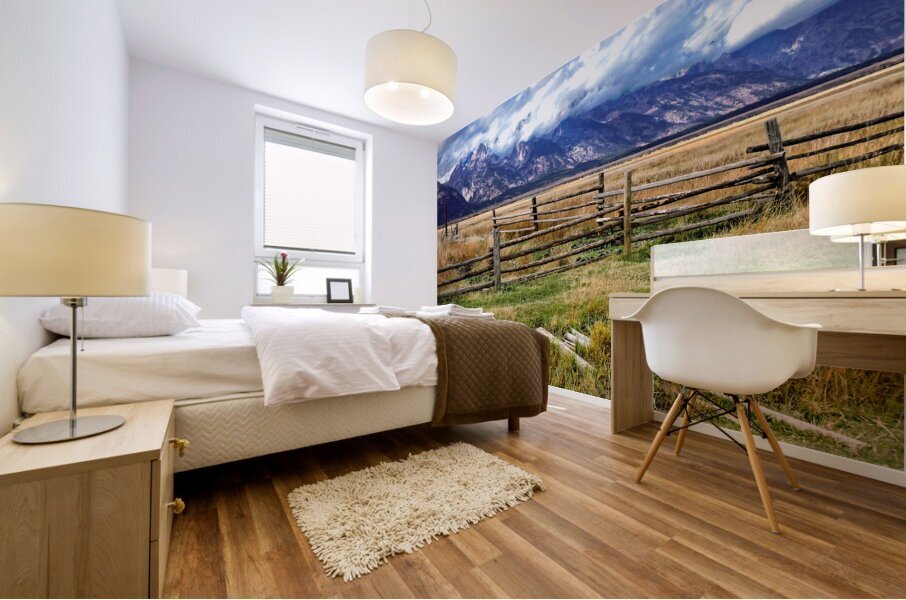 Mormon Desert Ranch Mountain Storms Mural print