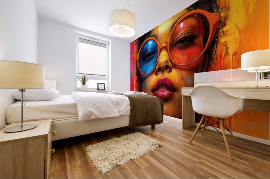 3D View- Girl Colorful Mural print