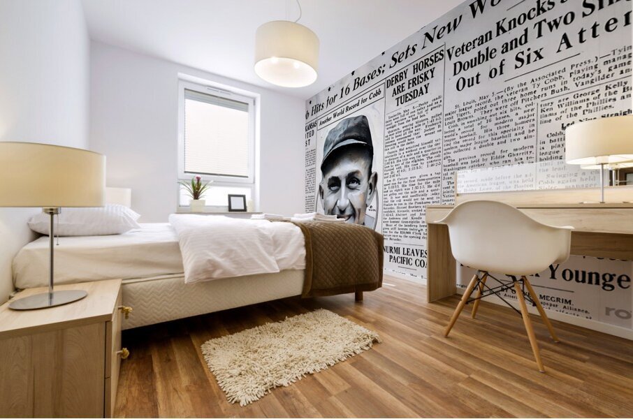 1925 ty cobb newspaper headline art Mural print