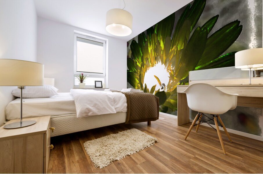 Abstract Impressionistic Glowing Illuminated Daisy Flower Mural print