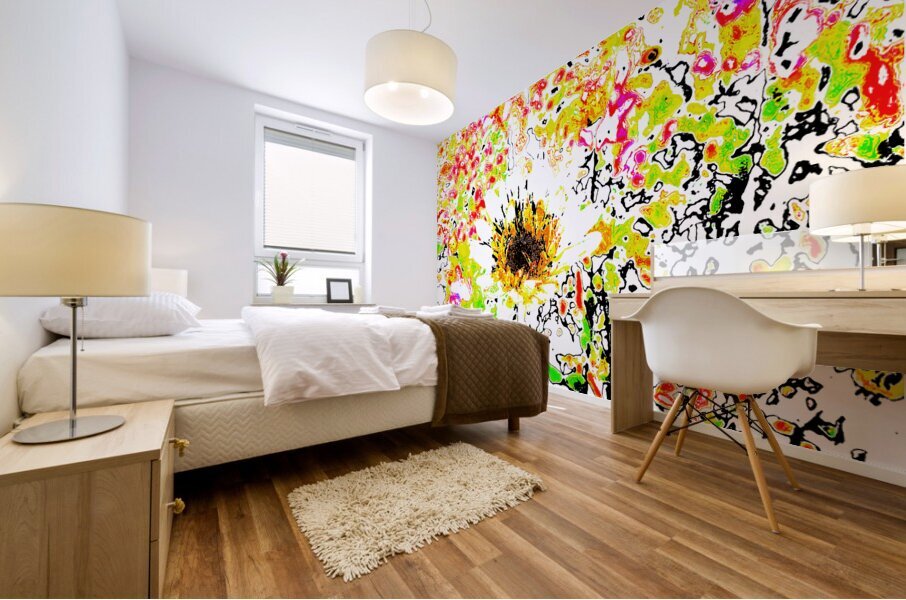 Abstract Vibrant Daisy Flower Mural print