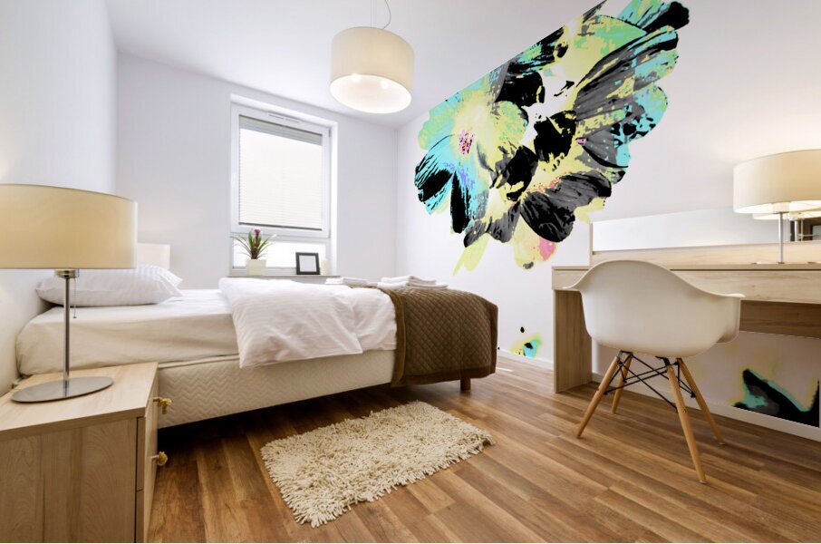   Abstract Contrasting Marshmallow Flowers Mural print