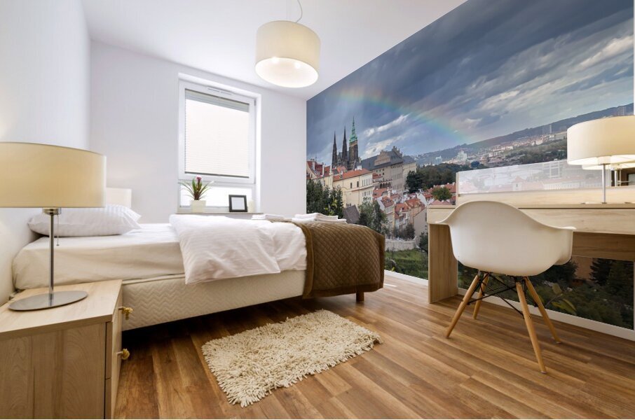 Rainbow over Praha Czech Republic Mural print