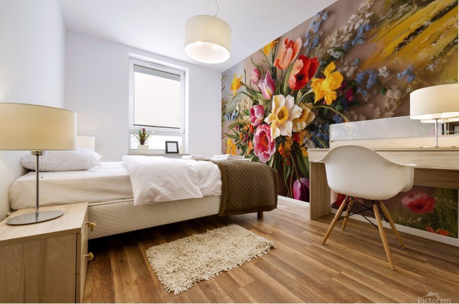 The Colorful Flowers - Oil Colors Mural print