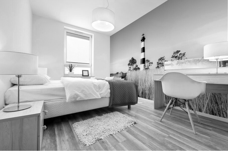 North Carolina Lighthouse in Black and White Mural print