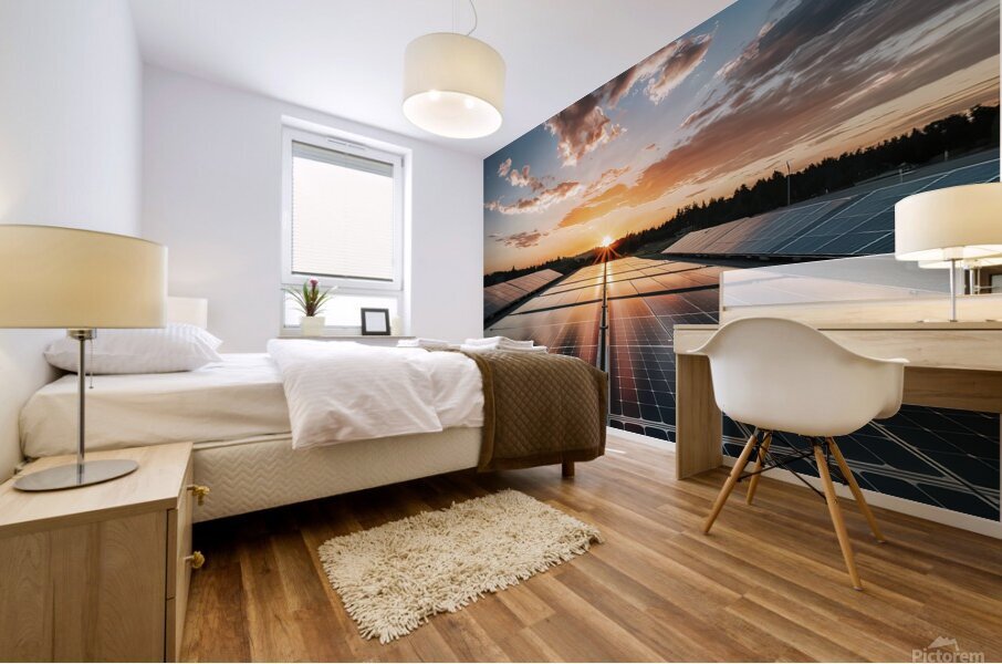 view of a solar photovoltaic cell panels under su 1721225879.7112 Mural print