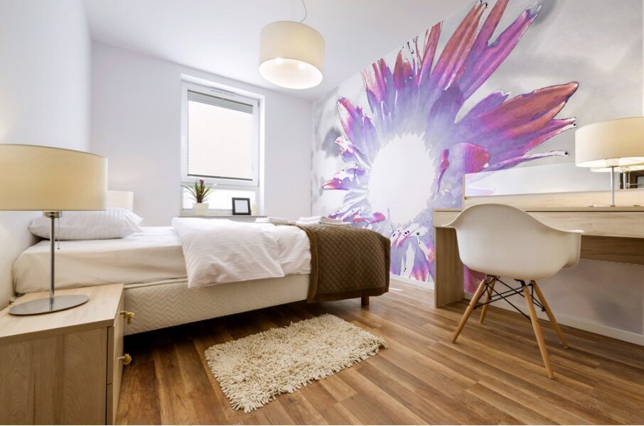 Abstract Purple and Pink Daisy Flowers Light  Mural print