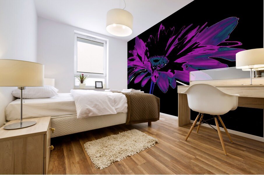 Abstract Cool Dark Daisy Mural print